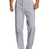 kkboxly  Men's Plain Drawstring Cotton Pants, Casual Loose Waistband Long Pants For Yoga Beach Pants, Mens Clothing