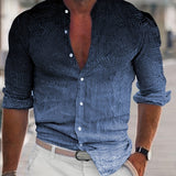 kkboxly  Men's Shirt Top Ombre Turn-Down Collar Long Sleeves Closure Regular Fit Male Casual Shirt For Daily