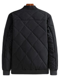 kkboxly  Men's Casual Warm Fleece Lined Padded Jacket, Chic Stand Collar Coat For Fall Winter