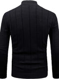 Plus Size Men's Solid Knit Sweater Spring Fall Winter Textured Pullover For Big & Tall Males, Men's Clothing