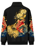 kkboxly  Men's Spring And Autumn Jacket Vintage Luxury Print Casual Zip Up Jacket Best Sellers Best Sellers
