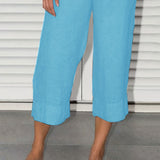 kkboxly  Plus Size Casual Capri Pants, Women's Plus Solid Straight Leg Summer Capri Pants