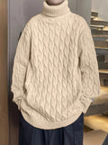 kkboxly  Plus Size Men's Casual Style Long-sleeved Crew Neck Sweater, Fashion Loose Slightly Stretch Comfortable Top For Big & Tall Guys