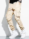 kkboxly  Men's Stylish Casual Multi-Pocket Black Cargo Pants