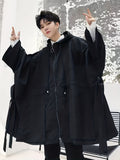 kkboxly  Men's Trendy Oversize Windbreaker, Casual Streetwear Zip Up Loose Hooded Coat For Outdoor
