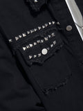 kkboxly  Men's Denim Jacket With Decoration, Casual Street Style Jacket