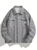 kkboxly  Solid Jackets For Men Dual Pockets Button Up Lapel Stylish Coat Jackets For Men