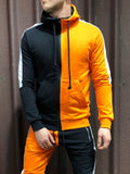 kkboxly  Color Block Men's Hooded Jacket Casual Long Sleeve Hoodies With Zipper Gym Sports Hooded Coat For Spring Fall