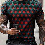 kkboxly Men's Summer Outdoor Graphic Tee - 3D Vision Illusion & Dense Hole Pattern - Slightly Stretchy & Comfortable!
