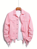 kkboxly  Men's Trendy Denim Jackets, Vintage Lapel Comfy Streel Style Tops For Men's Autumn & Winter Wearing