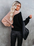 Color Block Crew Neck Pullover Sweater, Casual Long Sleeve Sweater For Spring & Fall, Women's Clothing