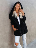 kkboxly  Hooded Teddy Coat, Casual Long Sleeve Winter Warm Outerwear, Women's Clothing