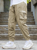 kkboxly kkboxly  Trendy Chase Letter Pattern Cargo Pants, Men's Multi Flap Pocket Trousers, Loose Casual Outdoor Pants, Men's Work Pants Outdoors Streetwear Hip Hop Style