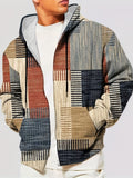 kkboxly  Plus Size Men's Plaid Hooded Jacket Oversized Hoodie With Zipper For Autumn/winter, Men's Clothing
