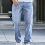 kkboxly  Men's Classic Design Loose Fit Distressed Jeans, Casual Street Style Denim Pants For The Four Seasons