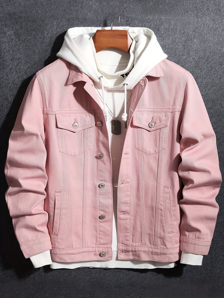 kkboxly Trendy Multi Pocket Denim Jacket, Men's Casual Street Style Lapel Denim Jacket For Spring Fall