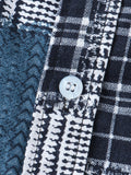 kkboxly  Men's Check Panel Contrast Color Casual Linen Short Sleeve Shirt Best Sellers