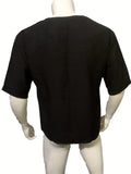 kkboxly  Men's Retro Shirt Top V Neck Lace Up Collar Middle Sleeves Closure Regular Fit Male Casual Shirt For Daily Beach Resorts Summer