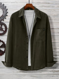 kkboxly  Plus Size Men's Olid Textured Shirt For Spring/autumn, Long Sleeve Oversized Shirt For Males, Men's Clothing