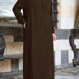 kkboxly  Men's Saudi Arabic Thobe Jubba Dishdasha Long Sleeve Robe, Islamic Abaya Dress, Ramadan Muslim Dress Middle East Islamic Clothing