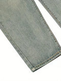 kkboxly  Y2k Vintage Style Distressed Jeans, Men's Casual Loose Fit Street Style Denim Pants For Spring Summer