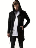kkboxly  Solid Color Men's Hooded Sweatshirt Casual Long Sleeve Hoodies With Zip Up Gym Sports Hooded Jacket Cape Cloak