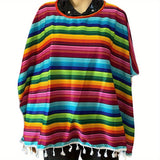 kkboxly  Multi Colored Mexican Poncho Costume Accessory, Cosplay For Halloween, Fiesta Events, Colorful Theme Fun And Festive Celebrations, Party Favor