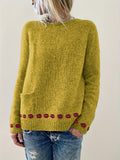 kkboxly  Lip Pattern Crew Neck Pullover Sweater, Casual Long Sleeve Pocket Sweater For Fall & Winter, Women's Clothing
