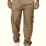 kkboxly  Men's Multi Pocket Loose Fit Straight Leg Casual Trousers
