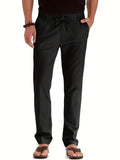 2025 kkboxly  Men's Loose Elastic Waist Solid Color Business Casual Trousers, Men's Outfits