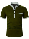 kkboxly  Men's Polo Shirts, Casual Black Slim Fit Lapel Button Up Polo Shirt