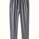 kkboxly Men's Stylish Comfy Solid Joggers With Pockets, Active Breathable Slim-fit Drawstring Men's Bottom Clothing For Hiking Jogging Cycling Outdoor Fitness Workout