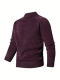 kkboxly  All Match Knitted Stand Collar Sweater, Men's Casual Warm Middle Stretch Pullover Sweater For Fall Winter