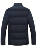 kkboxly  Men's Padded Jacket, Men Casual Padded Coat Windbreaker Zipper Pocket Stand Collar For Men Winter