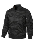 kkboxly  Men's Stylish Solid Windbreaker With Pockets, Active Breathable V Neck Zip Up Long Sleeve Jacket For Spring Fall