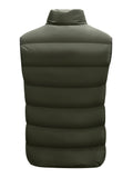kkboxly  Warm Winter Vest, Men's Casual Zipper Pockets Stand Collar Zip Up Vest For Fall Winter