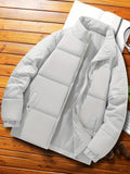 kkboxly  Men's Warm Padded Jacket, Casual Lapel Puffer Coat For Fall Winter