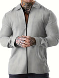 kkboxly  Vintage Waffle Pattern Jacket, Men's Casual Zip Up Jacket Coat College Hipster Windbreaker For Spring Fall
