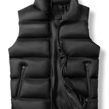 Warm Winter Vest, Men's Casual Zipper Pockets Stand Collar Zip Up Vest For Fall Winter