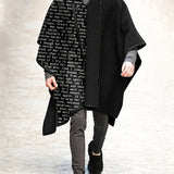kkboxly  Men's Letter Print Trendy Hooded  Pullover Cape, Loose Fit Halloween Tops