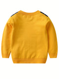 Boys Argyle Pattern Sweater Round Neck Long Sleeve Stretch Warm Knit Pullover Top Kids Clothes Outdoor