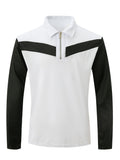 kkboxly Color Block Men's Fashion Comfy Long Sleeve Zipper Shirt