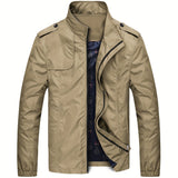 kkboxly  Men's Casual Zip Up Windbreaker Jacket, Chic Stand Collar Lightweight Jacket