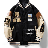 kkboxly Men's Oversize Vintage Baseball Jacket with Embroidered Letters Print - Perfect Gift for Him!