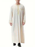 kkboxly  Men's Saudi Arabic Thobe Jubba Dishdasha Long Sleeve Robe, Islamic Dress, Ramadan Muslim Dress Middle East Islamic Clothing