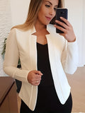 kkboxly  Solid Open Front Blazer, Elegant Long Sleeve Work Office Outerwear, Women's Clothing