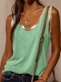 kkboxly  Contrast Trim Crew Neck Tank Top, Casual Sleeveless Tank Top For Summer, Women's Clothing