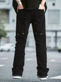 kkboxly  Chic Loose Fit Jeans, Men's Casual Street Style Raw Trim Denim Pants For Spring Summer