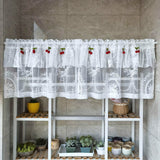 kkboxly 1pc Vintage-Inspired Short Valance Curtains - Rod Pocket Top Voile Half Curtains for Kitchen Windows, Pastoral Cherry Living Room Home Decor with Sheer Embroidery Lace and Classic Design