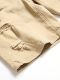 kkboxly  Graphic Pattern Ripped Denim Shorts, Men's Casual Street Style Mid Stretch Distressed Denim Shorts For Summer